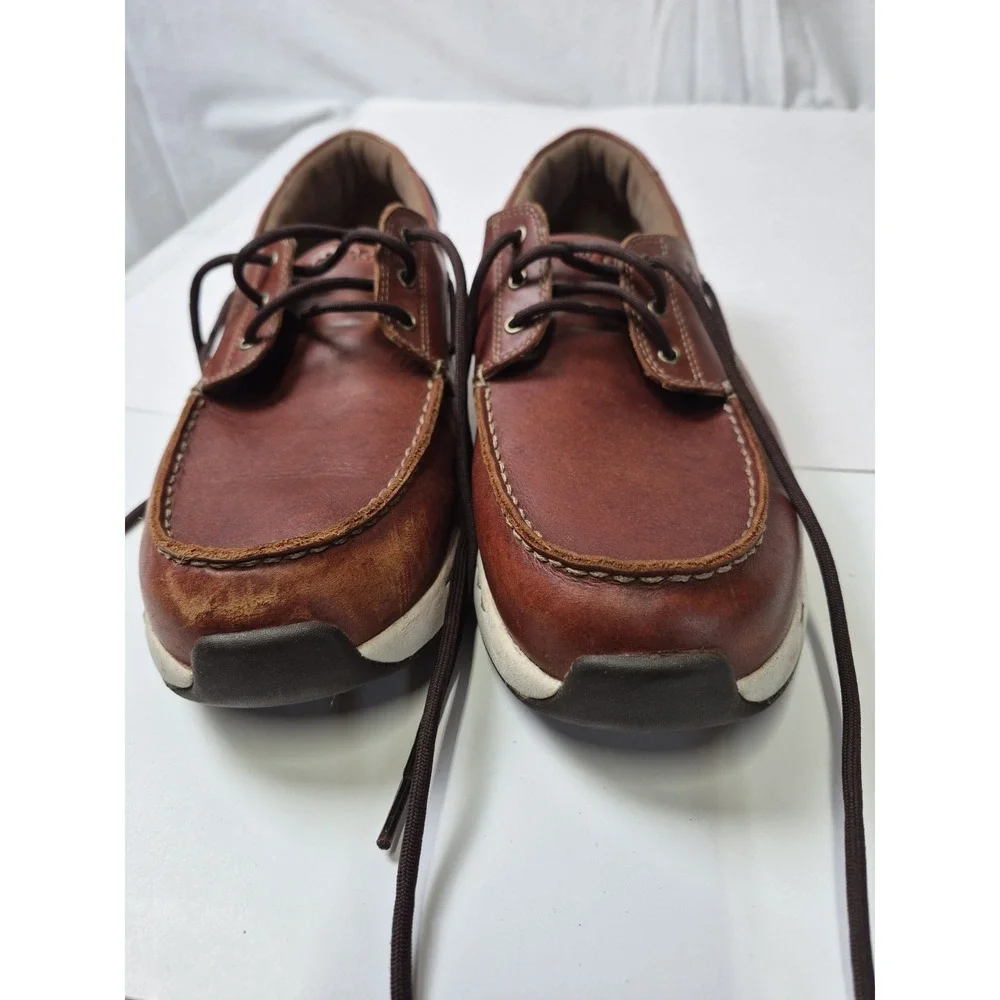 New Balance Boat Shoes Mens 11 Brown Leather‎ Lace Walking Deck Loafers MD1200SB